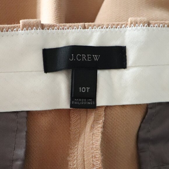 J. Crew Straight Leg 10 Tall Wool Blend Front Pleat Caramel Pocket Trousers - Picture 8 of 10
